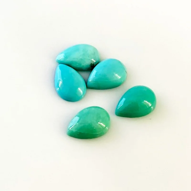 12.60 Cts. Turquoise 12x8mm Smooth Pear Shape AA+ Grade Cabochons Parcel - Total 5 Pcs.
