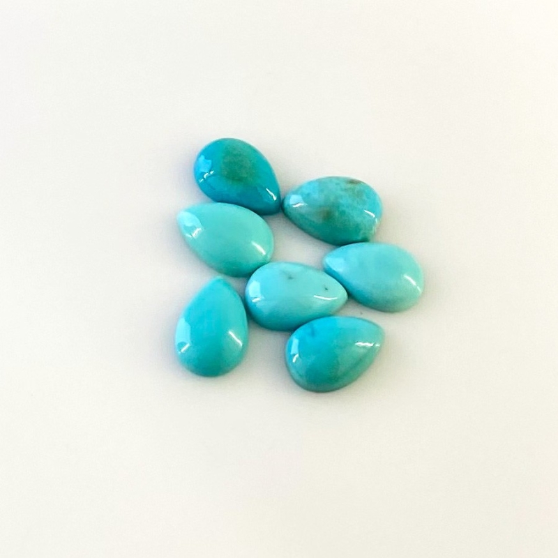 7.80 Cts. Turquoise 9x6mm Smooth Pear Shape AA+ Grade Cabochons Parcel - Total 7 Pcs.