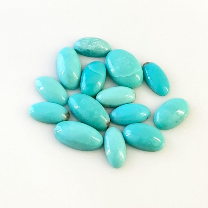 21.45 Cts. Turquoise 10x5-12x8mm Smooth Oval Shape AA+ Grade Cabochons Parcel - Total 14 Pcs.