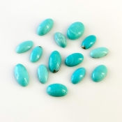 21.45 Cts. Turquoise 10x5-12x8mm Smooth Oval Shape AA+ Grade Cabochons Parcel - Total 14 Pcs.