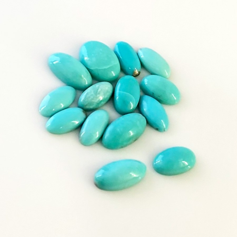 21.45 Cts. Turquoise 10x5-12x8mm Smooth Oval Shape AA+ Grade Cabochons Parcel - Total 14 Pcs.