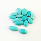 21.45 Cts. Turquoise 10x5-12x8mm Smooth Oval Shape AA+ Grade Cabochons Parcel - Total 14 Pcs.