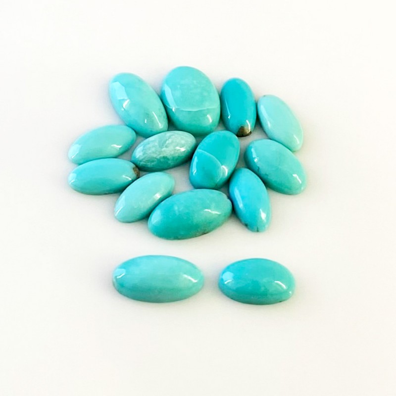 Turquoise Smooth Oval Shape AA+ Grade Cabochon Parcel - 10x5-12x8mm - 14 Pc. - 21.45 Cts.