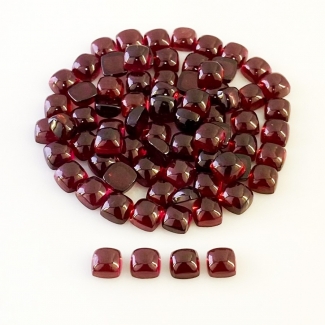89.10 Carat Garnet 5mm Smooth Square Cushion Shape AA Grade Cabochons Parcel - Total 75 Pcs.