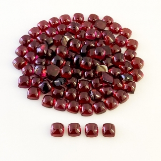 116.35 Carat Garnet 5mm Smooth Square Cushion Shape AA Grade Cabochons Parcel - Total 100 Pcs.