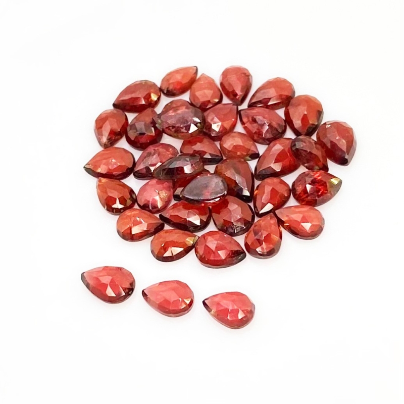 36.82 Carat Garnet 7x5-8x5.5mm Rose Cut Pear Shape AA Grade Cabochons Parcel - Total 37 Pcs.