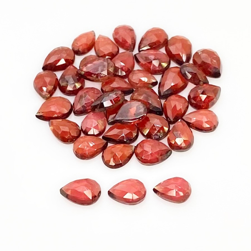 36.82 Carat Garnet 7x5-8x5.5mm Rose Cut Pear Shape AA Grade Cabochons Parcel - Total 37 Pcs.