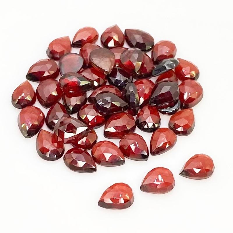 65.35 Carat Garnet 8x6mm Rose Cut Pear Shape AA Grade Cabochons Parcel - Total 44 Pcs.