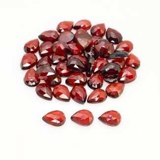 65.35 Carat Garnet 8x6mm Rose Cut Pear Shape AA Grade Cabochons Parcel - Total 44 Pcs.