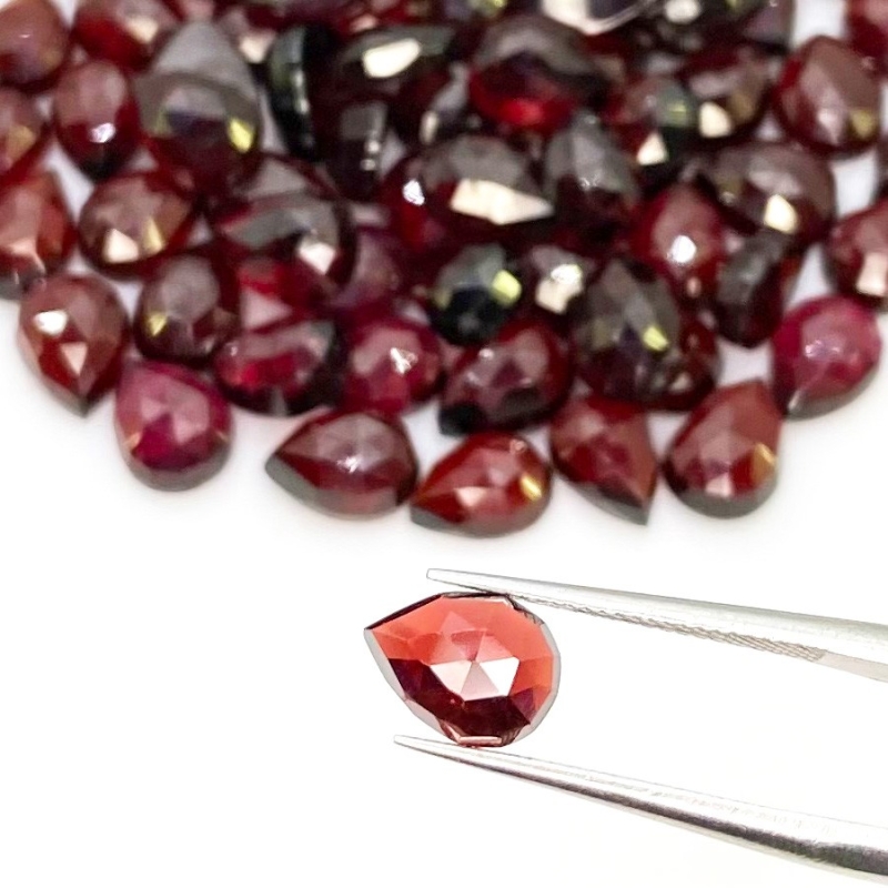 130.55 Carat Garnet 8x6mm Rose Cut Pear Shape AA Grade Cabochons Parcel - Total 73 Pcs.