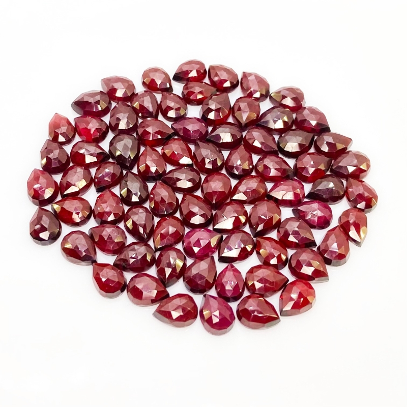 130.55 Carat Garnet 8x6mm Rose Cut Pear Shape AA Grade Cabochons Parcel - Total 73 Pcs.