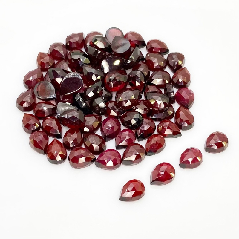 130.55 Carat Garnet 8x6mm Rose Cut Pear Shape AA Grade Cabochons Parcel - Total 73 Pcs.