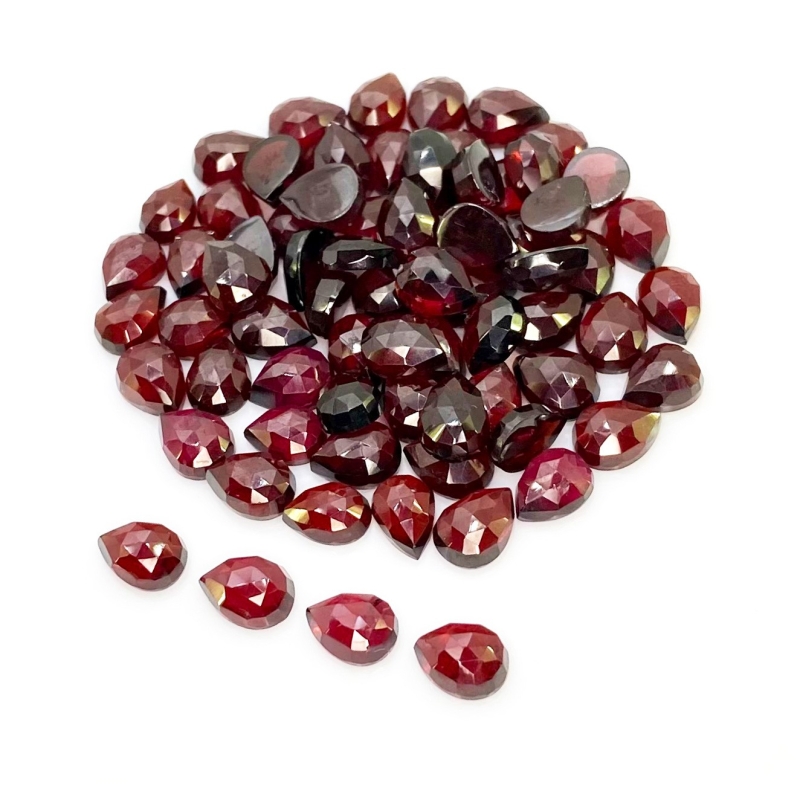 130.55 Carat Garnet 8x6mm Rose Cut Pear Shape AA Grade Cabochons Parcel - Total 73 Pcs.