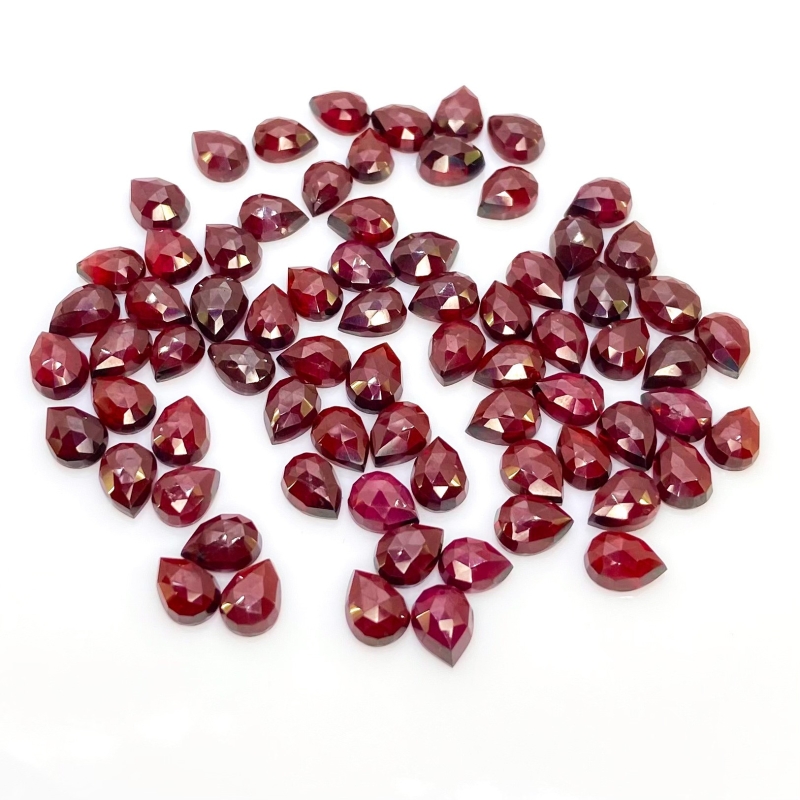 130.55 Carat Garnet 8x6mm Rose Cut Pear Shape AA Grade Cabochons Parcel - Total 73 Pcs.