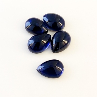 28.25 Carat Iolite 14x10mm Smooth Pear Shape A Grade Cabochons Parcel - Total 5 Pcs.