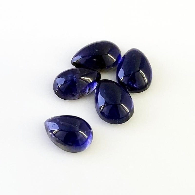18.05 Carat Iolite 12x9-13x9mm Smooth Pear Shape A Grade Cabochons Parcel - Total 5 Pcs.