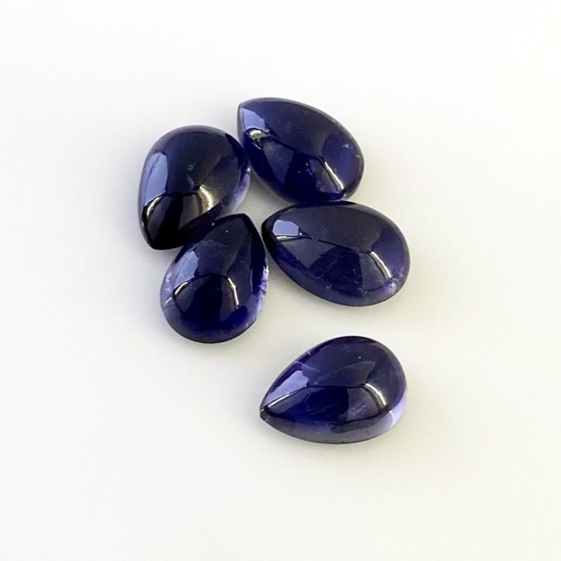 18.05 Carat Iolite 12x9-13x9mm Smooth Pear Shape A Grade Cabochons Parcel - Total 5 Pcs.