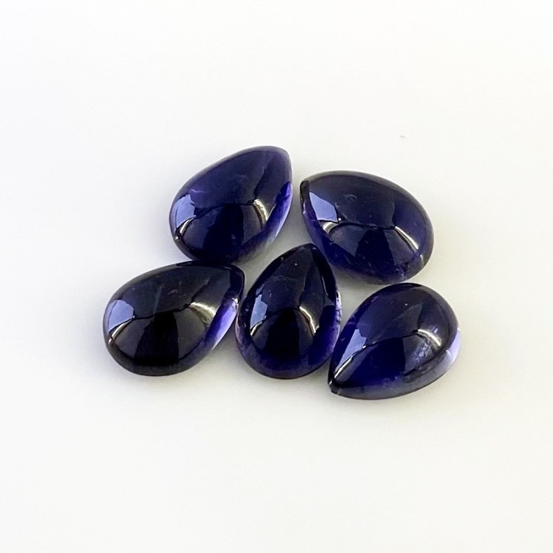 18.05 Carat Iolite 12x9-13x9mm Smooth Pear Shape A Grade Cabochons Parcel - Total 5 Pcs.
