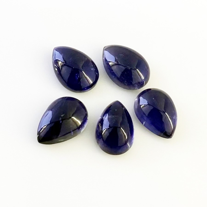 18.05 Carat Iolite 12x9-13x9mm Smooth Pear Shape A Grade Cabochons Parcel - Total 5 Pcs.