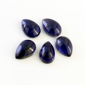 18.05 Carat Iolite 12x9-13x9mm Smooth Pear Shape A Grade Cabochons Parcel - Total 5 Pcs.