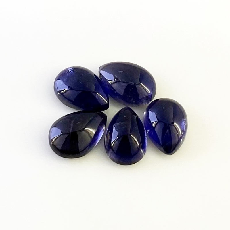 18.05 Carat Iolite 12x9-13x9mm Smooth Pear Shape A Grade Cabochons Parcel - Total 5 Pcs.