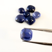 21.40 Carat Iolite 7-10mm Smooth Square Cushion Shape A Grade Cabochons Parcel - Total 7 Pcs.