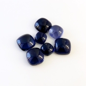 21.40 Carat Iolite 7-10mm Smooth Square Cushion Shape A Grade Cabochons Parcel - Total 7 Pcs.
