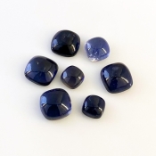 21.40 Carat Iolite 7-10mm Smooth Square Cushion Shape A Grade Cabochons Parcel - Total 7 Pcs.
