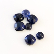 21.40 Carat Iolite 7-10mm Smooth Square Cushion Shape A Grade Cabochons Parcel - Total 7 Pcs.