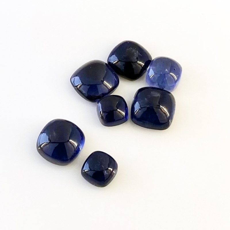 21.40 Carat Iolite 7-10mm Smooth Square Cushion Shape A Grade Cabochons Parcel - Total 7 Pcs.