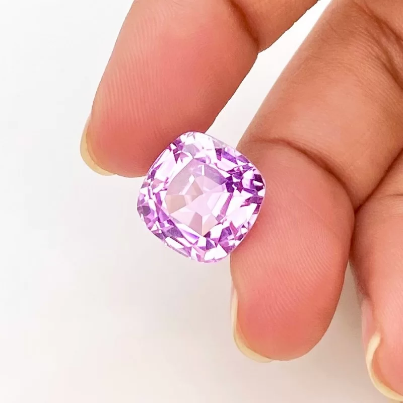 Kunzite Faceted Antique Cushion Shape AAA Grade Loose Gemstone - 12.26x12.16mm - 1 Pc. - 10.84 Cts.