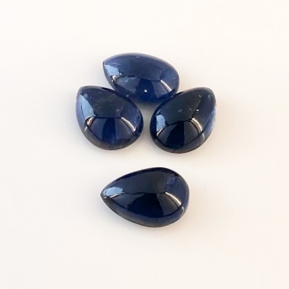 18.50 Carat Iolite 14x10mm Smooth Pear Shape A Grade Cabochons Parcel - Total 4 Pcs.
