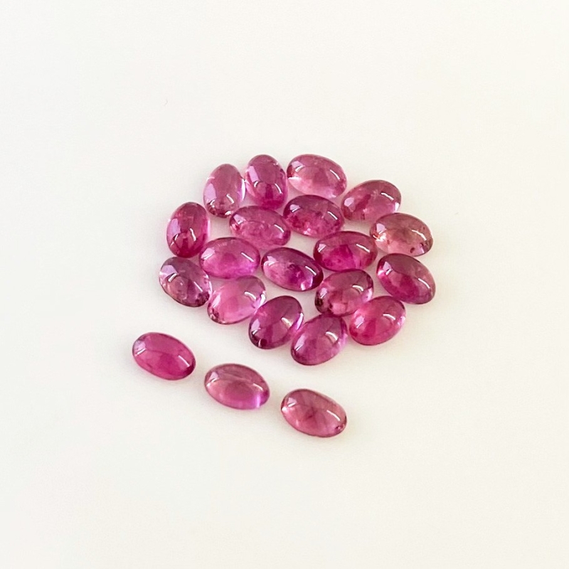 11.30 Carat Rubellite Tourmaline 6x4mm Smooth Oval Shape AA Grade Cabochons Parcel - Total 21 Pcs.