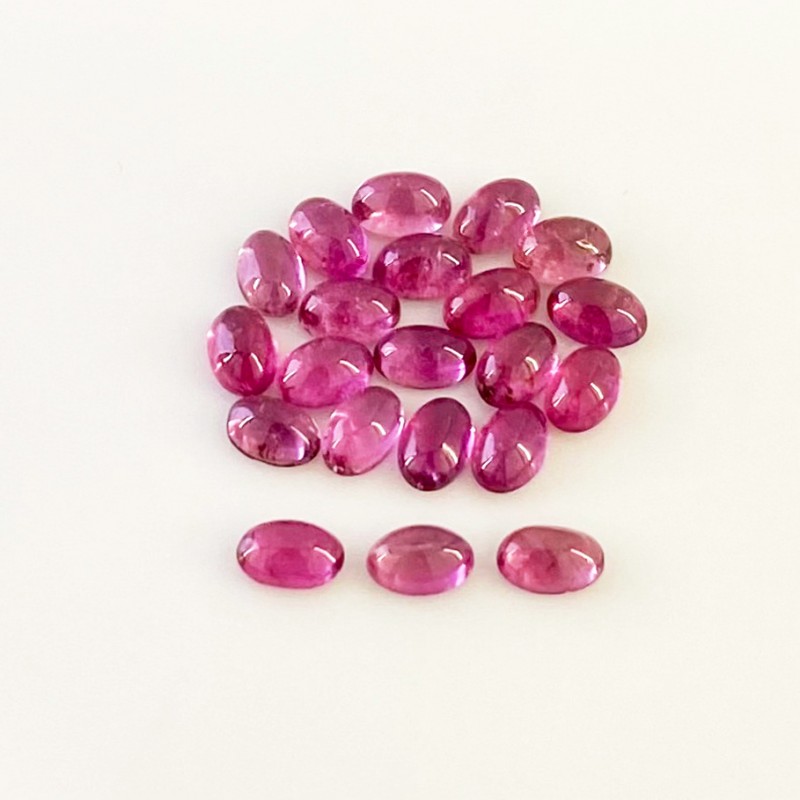 11.30 Carat Rubellite Tourmaline 6x4mm Smooth Oval Shape AA Grade Cabochons Parcel - Total 21 Pcs.