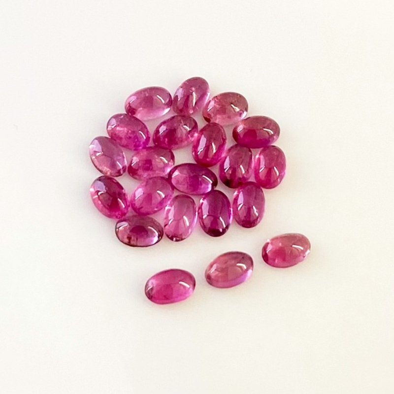 11.30 Carat Rubellite Tourmaline 6x4mm Smooth Oval Shape AA Grade Cabochons Parcel - Total 21 Pcs.