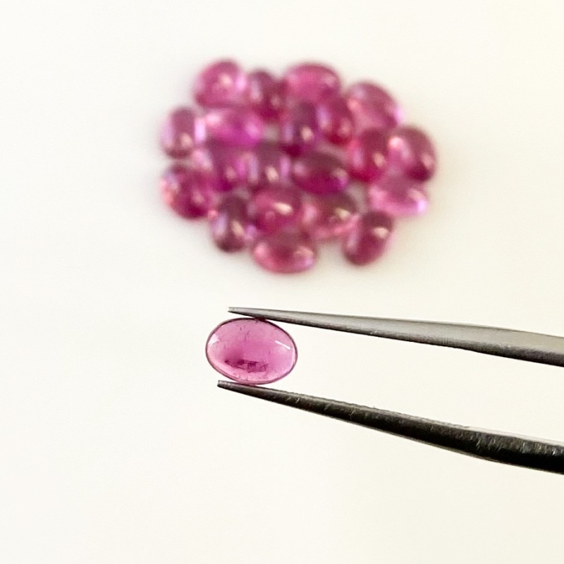 11.30 Carat Rubellite Tourmaline 6x4mm Smooth Oval Shape AA Grade Cabochons Parcel - Total 21 Pcs.