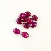 8.25 Carat Rubellite Tourmaline 7x5mm Smooth Oval Shape AA Grade Cabochons Parcel - Total 10 Pcs.