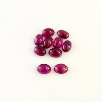 8.25 Carat Rubellite Tourmaline 7x5mm Smooth Oval Shape AA Grade Cabochons Parcel - Total 10 Pcs.