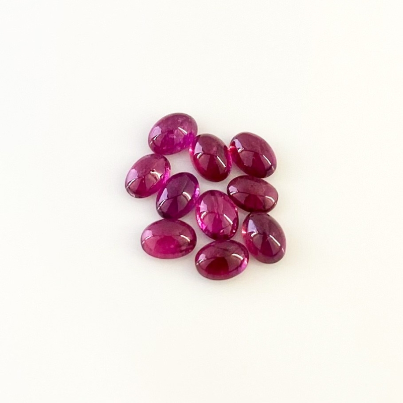 8.25 Carat Rubellite Tourmaline 7x5mm Smooth Oval Shape AA Grade Cabochons Parcel - Total 10 Pcs.