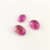 14.38 Carat Pink Tourmaline 10.5x8-13.5x9mm Smooth Oval Shape A Grade Cabochons Parcel - Total 3 Pcs.