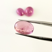 14.38 Carat Pink Tourmaline 10.5x8-13.5x9mm Smooth Oval Shape A Grade Cabochons Parcel - Total 3 Pcs.