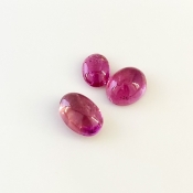 14.38 Carat Pink Tourmaline 10.5x8-13.5x9mm Smooth Oval Shape A Grade Cabochons Parcel - Total 3 Pcs.