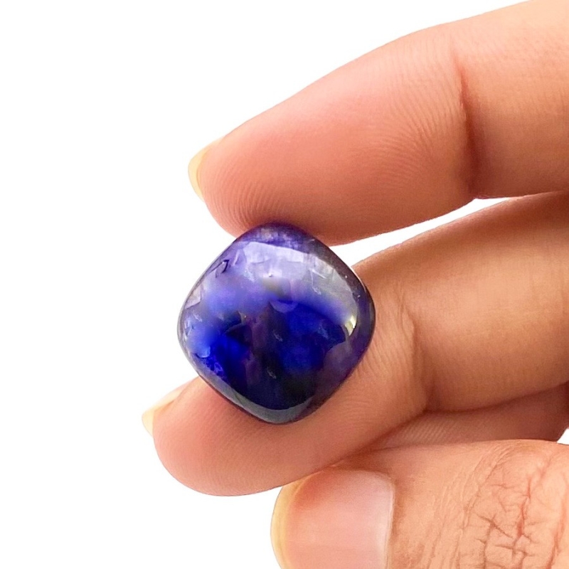 15.90 Carat Blue Sapphire 15mm Smooth Square Cushion Shape A Grade Loose Cabochon - Total 1 Pc.