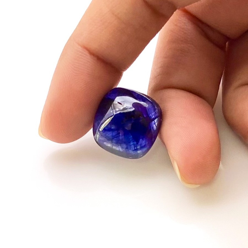15.90 Carat Blue Sapphire 15mm Smooth Square Cushion Shape A Grade Loose Cabochon - Total 1 Pc.