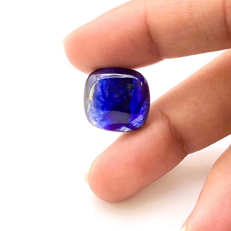 15.90 Carat Blue Sapphire 15mm Smooth Square Cushion Shape A Grade Loose Cabochon - Total 1 Pc.