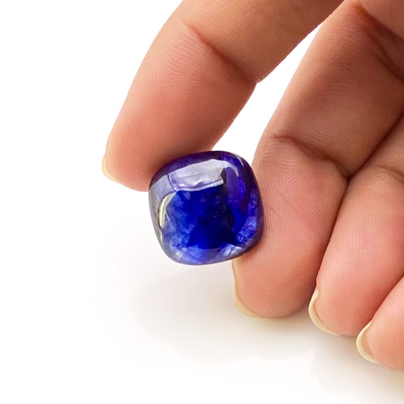 15.90 Carat Blue Sapphire 15mm Smooth Square Cushion Shape A Grade Loose Cabochon - Total 1 Pc.