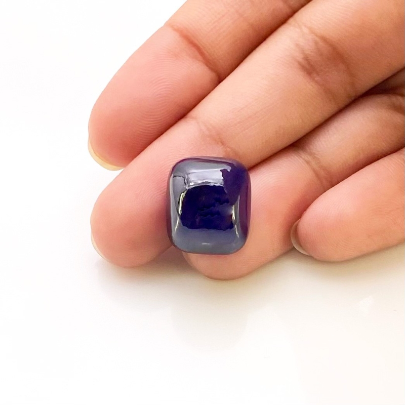 20.10 Carat Blue Sapphire 13x15mm Smooth Cushion Shape A Grade Loose Cabochon - Total 1 Pc.