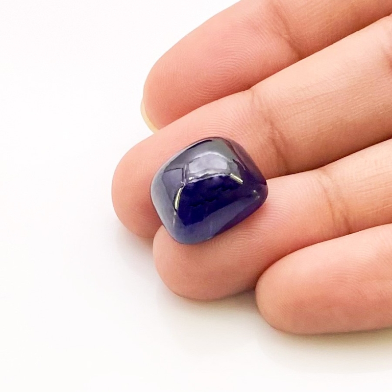20.10 Carat Blue Sapphire 13x15mm Smooth Cushion Shape A Grade Loose Cabochon - Total 1 Pc.