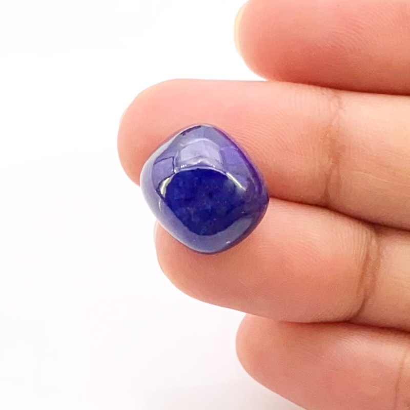 14.10 Carat Blue Sapphire 12x14mm Smooth Cushion Shape A Grade Loose Cabochon - Total 1 Pc.