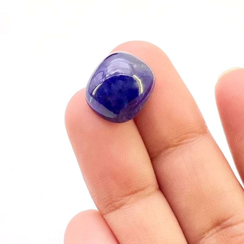 14.10 Carat Blue Sapphire 12x14mm Smooth Cushion Shape A Grade Loose Cabochon - Total 1 Pc.